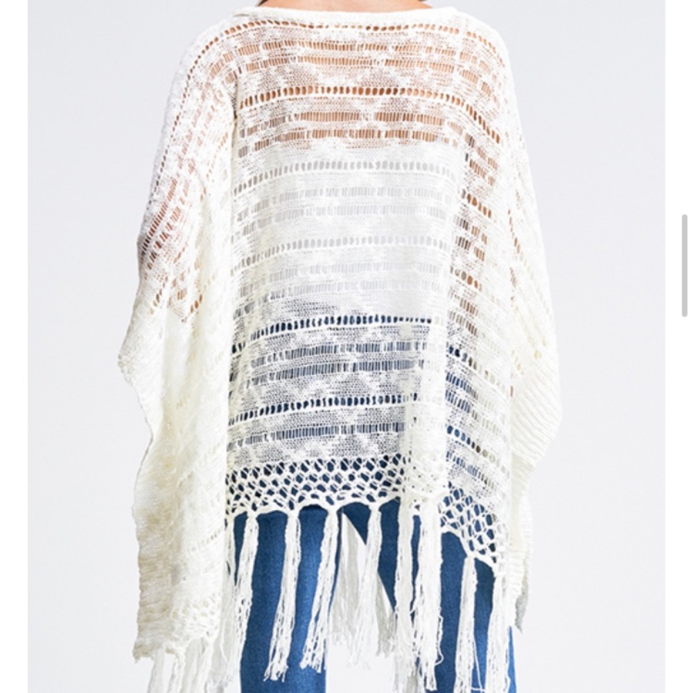SOLD!!Miracle Boho Crochet Tassel Frnge Poncho Top - Picture 2 of 6
